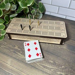 3 Person Cribbage board game - Storage compartment Cribbage board